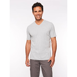 V Yaka Tişört - Gri Erkek Penye