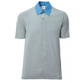 Polo Yaka Tişört Mavi Denim Yaka